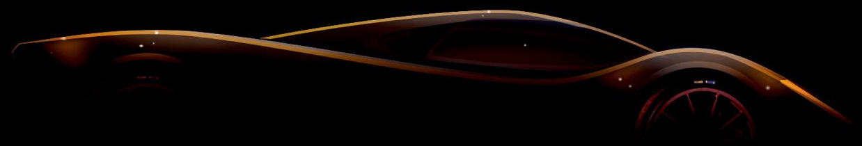 A Suprema motor car in outline, a single line of light against darkness